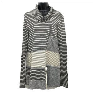 Anthropologie Sweatshirt Top L Navy Blue Striped Trio Saturday Sunday